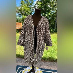 NWT Lands end blue and white open front long blazer jacket size 18W